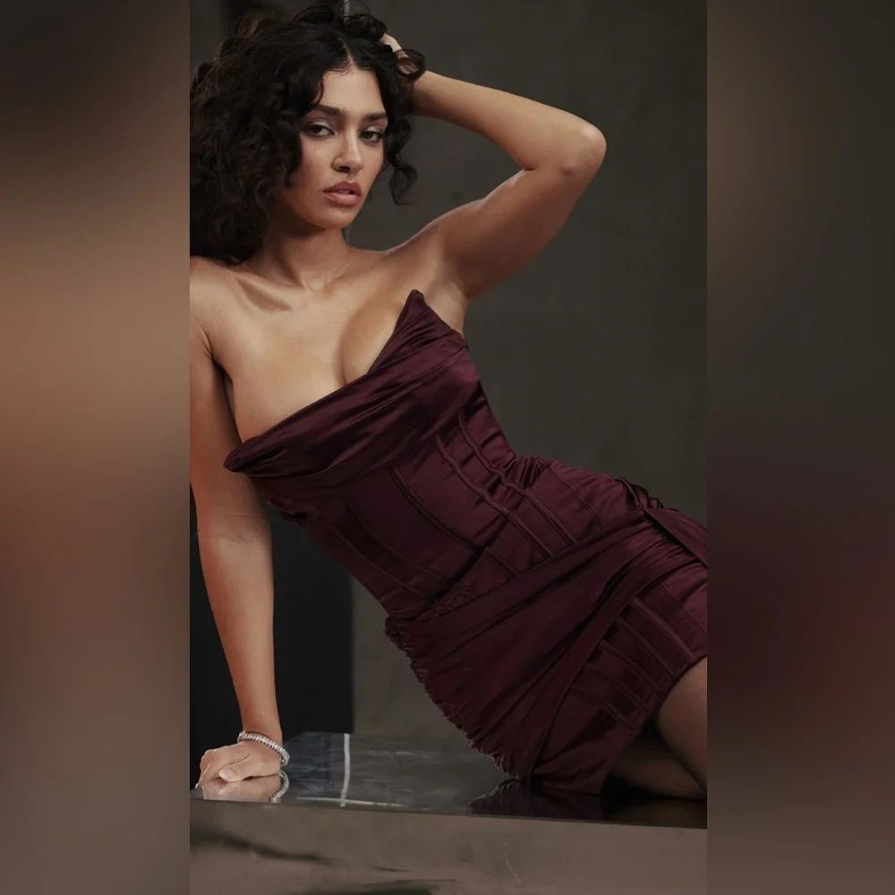 House of CB Loubella Mulberry Strapless Corset Dress (Size Medium) - Picture 10 of 14